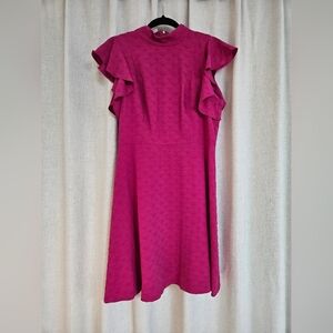 Tommy Hilfiger Fuchsia Ruffle Midi Dress